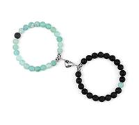 HHRLCHX 2pcs/set heart magnetic bracelet couple matching natural volcanic stone beads bracelets lover gift bangles