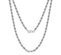 HHRLCHX 925 Sterling Silver for Men and Women, Rope Chain 3.3MM Charm