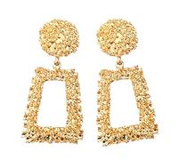 HHRLCHX Broken Heart Earrings Statement Drop Earrings Large Metal Rectangle Geometric Dangle Earrings Gold For Women Girls Spiral Earrings