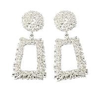 HHRLCHX Broken Heart Earrings Statement Drop Earrings Large Metal Rectangle Geometric Dangle Earrings Gold For Women Girls Spiral Earrings