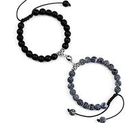 HHRLCHX couple bracelets 2pcs attraction magnet natural weathered stone onyx bracelet for lover bangles gift