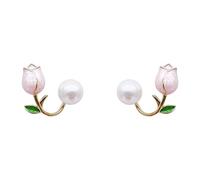 HHRLCHX Dangle Heart Earrings Pink Flower Spring And Summer Earrings 2022 Young Luxury Small Stud Earrings For Women Rose Dangle Earrings for Women