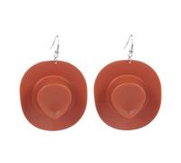 HHRLCHX Double Earrings for Two Holes Mini Western Hat Earrings Plastic Cowboy Hat Earrings For Women Pink Drop Dangle Earrings Clip on Earrings Studs