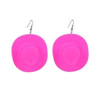 HHRLCHX Double Earrings for Two Holes Mini Western Hat Earrings Plastic Cowboy Hat Earrings For Women Pink Drop Dangle Earrings Clip on Earrings Studs