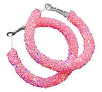 HHRLCHX Earring Chain Statement Hoop Sparkly Round Metal Geometric Crystal Hoops Earrings Rhinestone Glitter Earrings Piece Sign Earrings