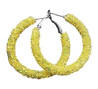 HHRLCHX Earring Chain Statement Hoop Sparkly Round Metal Geometric Crystal Hoops Earrings Rhinestone Glitter Earrings Piece Sign Earrings
