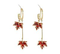 HHRLCHX Earring for Women Easter Valentine's Day Red Crystal Maple Leaf Earrings Women's Silver Stud Earrings All Matchs Earrings Nine Necklace