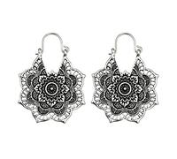 HHRLCHX Earrings Women Antique silver Gypsy Indian Ethnic Hoop Dangle Earrings Boho Jasmine Earrings