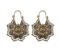 HHRLCHX Earrings Women Antique silver Gypsy Indian Ethnic Hoop Dangle Earrings Boho Jasmine Earrings