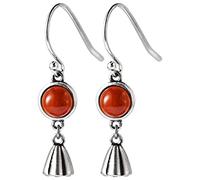 HHRLCHX for women, s retro frosted lotus inlaid red agate earrings old style woman earring