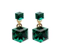 HHRLCHX Heart Clip on Earrings Color Blue Crystal Stud Trend Earrings Geometric Dark Fashion Earrings Stainless Steel Studs Earrings for Women