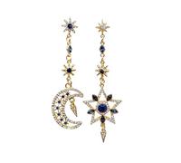 HHRLCHX Heart Shaped Hoop Earrings Long Five Earrings Pointed Needle Asymmetric Silver Moon Star Earrings Clip on Earrings Women Stud