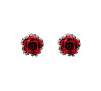 HHRLCHX Hoops & Loops Rose Rhinestone Earrings Thin Dangle Rose Elegant Rhinestone Earrings Wedding Women Accessories Jewelry Rose Earrings For Women Pearl Dangling Earrings