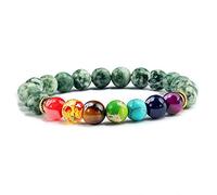 HHRLCHX natural stone tiger eye 7 chakra bracelets & bangles yoga balance beads prayer elastic bracelet men