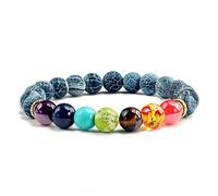 HHRLCHX natural stone tiger eye 7 chakra bracelets & bangles yoga balance beads prayer elastic bracelet men