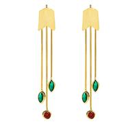 HHRLCHX Personalized Earrings,S925 Chinese Style Earrings, Female Personality Temperament Long Earrings, en Green Spinel and Red Pomegranate Earrings Guava, 925