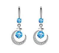 HHRLCHX Women Earring for Mother Ramadan Gifts Star Mythology Moon Water Drop Earrings Thin Dangle Elegant Rhinestone Earrings Water Drop Copper Earrings For Women Titanium Earrings for Women