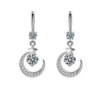 HHRLCHX Women Earring for Mother Ramadan Gifts Star Mythology Moon Water Drop Earrings Thin Dangle Elegant Rhinestone Earrings Water Drop Copper Earrings For Women Titanium Earrings for Women