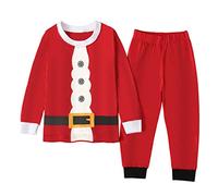 hhsbeauty Toddler Kids Baby Boys Girls PJ's Pajamas Sets Christmas Santa Sleepwear T-shirt Pants Outfits Clothes Sets Polyester Toddler Pajamas Red