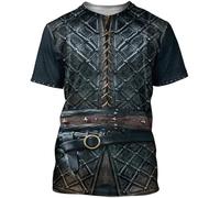 hhseyewell YeSbTx Hoodie Viking T Shirt 3D Cosplay Armor Printed Men T Shirt Harajuku Summer Short Sleeve Knight Street Casual Unisex Tops (Color : D, Size : XL)