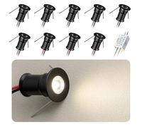 HHTUN 902 30°LED mini Spotlight,DC12V 1W,80Ra,75lm,Small Size,Embedded Installation,Suitable for Cabinet Lighting Such as Wine cabinets,Shoe cabinets,etc.,with Power Supply (Black,3000K,9Pack)