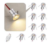 HHTUN 902 Led Mini Downlight DC12V 1W,suitable for bookcases,cabinets,and various display cabinets as decorative lights,embedded installation,soft lighting,with power supply (6000K,Silver,9Pack)