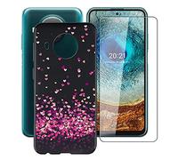 HHUAN for Nokia X20 (6.67 inch) Phone Case, for Nokia X20 with Tempered Glass Screen Protector, Slim Black Shock Absorption Non-slip Soft Silicone TPU Cover Case - WM85