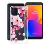 HHUAN Phone Case for Alcatel 1B 2022 Case (5.50 Inch), Clear Shockproof Soft TPU Silicone Gel Shell, Ultra-Thin, Anti-Yellowing, TPU Bumper Cover, for Alcatel 1B 2022 Case - Peach Blossom