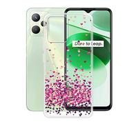 HHUAN Phone Case for Realme C35 RMX3511 Case (6.60 Inch), Clear Shockproof Soft TPU Silicone Gel Shell, Ultra-Thin, Anti-Yellowing, TPU Bumper Cover, for Realme C35 RMX3511 Case - Red Heart
