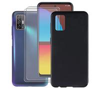 HHUAN WMA30 Bumper Case + 2 Pieces Tempered Glass Screen Protector for HTC Desire 21 Pro 5G (6.70 Inches), Screen Protector and Ultra Thin Black Soft Silicone TPU Case Cover Case
