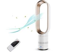 HHUARI Bladeless Fan,Negative Ions Security Air Cooler Leafless Fan, Portable Super Quiet Air Multiplier Tower Fan,Remote Control Tower Fan for Home, Office, Bedroom Fan, Baby/Gold The New