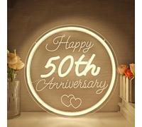 hhuohuona 50th Anniversary Neon Sign Dimmable Happy Anniversary Sign Wedding Anniversary Decorations Led Sign Best 50th Gifts for Parents Couples(11.26")