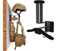 HHUXIUE Tactical Gear Wall Mount, Motorcycle Helmet Holder Stand Jacket Hanger Plate Carrier Rack Display Organiser for Police Football Cycling Suit (Black)
