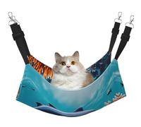 Hhwwtye Beautiful Underwater World Dolphins Coral Cat Bed Hammock,Free Standing Cat Bed For Indoors And Outdoors,Easy Assembly