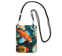 Hhwwtye Hd Koi Fish Printing Universal Crossbody Cell Phone Purse Pack Bag For Outdoor Sports Moblie Phone Carrying Cases Black