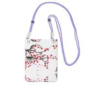 Hhwwtye Japanese Cherry Tree Printing Universal Crossbody Cell Phone Purse Pack Bag For Outdoor Sports Moblie Phone Carrying Cases Purple