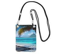 Hhwwtye Tahiti Beach Printing Universal Crossbody Cell Phone Purse Pack Bag For Outdoor Sports Moblie Phone Carrying Cases