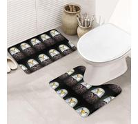 Hhwwtye White Head Eagle Printing 3 Piece Bathroom Rugs Set,Non Slip Rug Set For Bathroom Vanity, Includes Rectangle,U, O Shaped