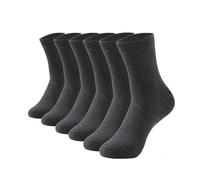 HHX YONLEE Crew Socks for Men & Women - Size 6-9 10-13, Soft Cotton Blend, Seamless Toe, Breathable Unisex Mid-Calf Socks, Dark Grey 6 Pairs, 9-13 UK