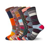 HHX yonlee Mens 5/6 Pack Patterned Striped Cotton Funky Happy Dress Socks Gift Box - - Shoe Size 6-12.5 (US)(Sock Size 10-13)
