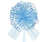 HHXUUAN 6Pcs 6 Inch Large Light Blue Organza Pull Bows for Gift Wrapping