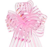 HHXUUAN 6pcs 6 Inch Large Organza Pull Bows for Gift Wrapping, Light Pink Ribbon Bows for Baskets Wedding Christmas Valentine's Day