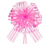 HHXUUAN 6pcs 6 Inch Large Organza Pull Bows for Gift Wrapping, Pink Ribbon Bows for Baskets Wedding Christmas Valentine's Day