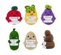 HHXUUAN Fun Emotional Support Gifts 6Pieces, Positive Gifts Knitted Crochet Doll with Encouragement Card, Good Luck Gifts for Women Colleagues Friends Classmate