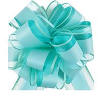 HHXUUAN Large Gift Wrap Macaron Tiffany Blue Pull Bows with Clear Instructions.6pcs 6 InchDurable Organza Ribbon Bow for Hampers, Baskets, Wedding, Birthday & Present Decorations