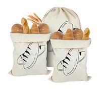 HHXUUAN Linen Bread Bag 3 Pack, Reusable Eco Drawstring Bread Bags for Homemade Breads, 40cm x 30cm Food Storage Bags to Keep Fresh