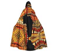 hhxvcv African Map Ethnic Pattern Print Halloween Hooded Cloak Costume Cape - Unisex Adult Cosplay Robe for Witch, Jedi, Wizard, Magician