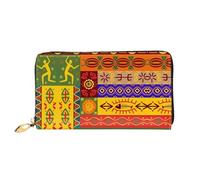 hhxvcv African National Patterns Print Leather Wallet for Women - Long Clutch & Thin Bifold Checkbook Wallet, Lightweight & Fashion
