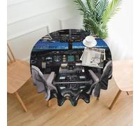 hhxvcv Airplane Cockpit Round Tablecloth - Dining Table Cover