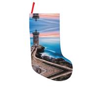 hhxvcv Beach Lighthouse Print 18in Christmas Stockings - Festive Holiday Hanging Decoration for Fireplace, Xmas Tree, Home & Party